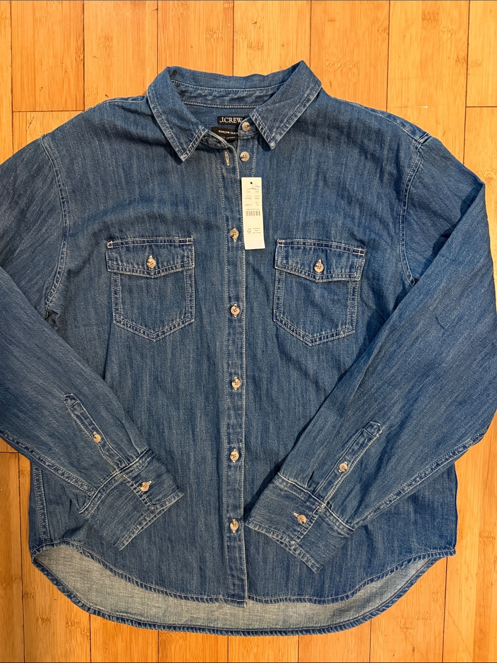 J Crew Sz 14 New Garçon Classic Fit Women’s Denim Top